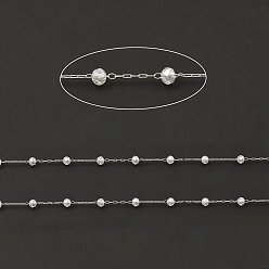 Clear Glass Round Beaded Chains, with 304 Stainless Steel Findings, Unwelded, with Spool, Clear, 3x3.5mm, about 16.40 Feet(5m)/Roll