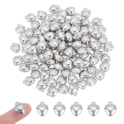 Platine 100pcs pendentifs en plastique ccb, charmes de coeur, platine, 18x15x8.5mm, Trou: 1.8mm