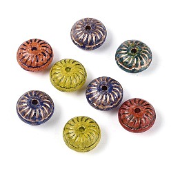 (52) Непрозрачная лаванда Краска для запекания Пикассо и стеклянные бусины, инкрустированные золотым металлом, рондель, разноцветные, 10.5x6.5 мм, отверстие : 1.4~1.5 мм