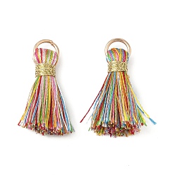Разноцветный Подвески из полиэстера, кистями, С золотыми железными кольцами, красочный, 23~25x14~20x7~10 мм, отверстие : 4.5 мм