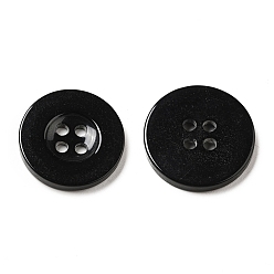 Black Resin Buttons, Dyed, Flat Round, Black, 20x3mm