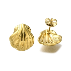 Настоящее золото 18K Ионное покрытие (ip) 304 серьги-гвоздики в форме пластины из нержавеющей стали для женщин, реальный 18 k позолоченный, 14.5x13.5 мм