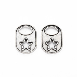 Античное Серебро Сплавочные сеттинги для кулона, тибетский стиль, без кадмия и без свинца, овальные, античное серебро, 17x12x1.5 мм, отверстие : 3.5x6 мм