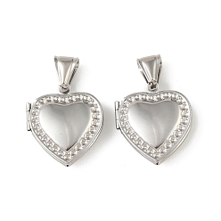 Нержавеющая Сталь Цвет 316 подвески из нержавеющей стали Locket, с 304 защелкивающимися дужками из нержавеющей стали, подвесками-рамками для фотографий из нержавеющей стали, сердце прелести, цвет нержавеющей стали, 23.5x21.5x6 мм, отверстие : 9x4.5 мм, внутренний диаметр: 14x14.5 мм