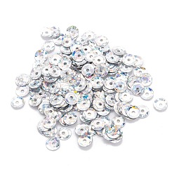 Серебро ПВХ блестка бусы, полу-чашевидные блестки бусины, центральное отверстие, серебряные, 6x0.4 мм, отверстие : 1.2 мм, Около 450 шт / фунт