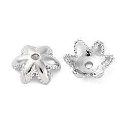 Платина Шапочки и конусы для бусин, латунные, без кадмия, без никеля и без свинца, цветок, платина, 7.5x2.5 мм, отверстие : 1 мм