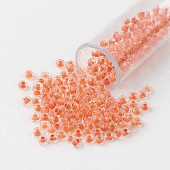 Light Salmon 11/0 Grade A Round Glass Seed Beads, Transparent Inside Colours, Light Salmon, 2.3x1.5mm, Hole: 1mm, about 48500pcs/pound