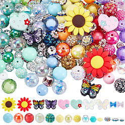 (52) Непрозрачная лаванда Наборы для находки бисера своими руками, в том числе акриловые бусины, Полимерная глина горный хрусталь Европейский бисером, Бусины со стразами из смолы, силиконовые бусины, разноцветные, 7~20x7~32x3.2~16 мм, отверстие : 1.8~5 мм, 280 шт / комплект