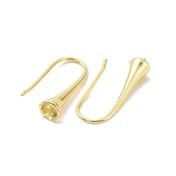 Golden Rack Plating Brass Earring Hooks, for Half Drilled Beads, Long-Lasting Plated, Lead Free & Cadmium Free, Golden, 21x4.5mm, 21 Gauge, Pin: 0.7mm