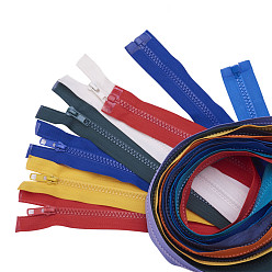 Mixed Color Garment Accessories, Nylon and Resin Zipper, with Alloy Zipper Puller, Zip-fastener Components, Mixed Color, 77.5x3.3cm, 57.5x3.3cm, 38strands/set