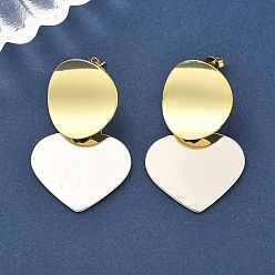 Платиновый & Золотой Двухцветные латунные серьги-гвоздики в форме сердца для женщин, стойки покрытие, прочное покрытие, без кадмия и без свинца, платиной и золотом, 40.5x25.5 мм
