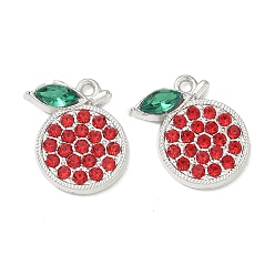 Платина Подвески из сплава и страза, черри прелести, платина, 16.5x14x3 мм, отверстие : 1.4 мм