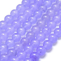 Средний Фиолетовый Натуральный Malaysia нефритовые бусы пряди, окрашенная и подогревом, круглые, средне фиолетовый, 8~8.5 мм, отверстие : 1.2 мм, около 48 шт / нитка, 14.96 дюйм (38 см)