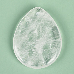 Quartz Crystal Natural Quartz Crystal Massage Stone, Thumb Worry Stone, Pocket Palm Stones, for Relaxing, Pain Relief, Teardrop, 45x35mm