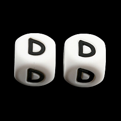 Letter D 20Pcs White Cube Letter Silicone Beads 12x12x12mm Square Dice Alphabet Beads with 2mm Hole Spacer Loose Letter Beads for Bracelet Necklace Jewelry Making, Letter.D, 12mm, Hole: 2mm