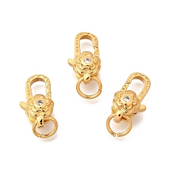 Настоящее золото 24K Латунный микро pave прозрачный кубический цирконий лобстер, без кадмия и без свинца, стойки покрытие, долговечный, цветок, реальный 24 k позолоченный, 11x6.5x5 мм, отверстие : 3.5 мм