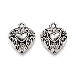 Античное Серебро Сплавочные подвески тибетского стиля, сердце прелести, античное серебро, 18.5x15x4 мм, отверстие : 1.8 мм, о 813psc / 1000G