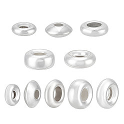 Серебро 10 шт. 5 стили 925 бусины-разделители из стерлингового серебра, разнообразные, рондель, серебряные, 4~6x1.3~3 мм, отверстие : 1.6~2.5 мм, 2 шт / стиль