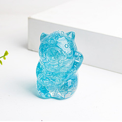 Другие Кварцы Украшения из смолы для счастливой свиньи, Натуральные кварцевые чипсы внутри для украшения рабочего стола в автомобиле и домашнем офисе, 60x40x45 мм