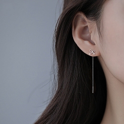 Silver Bowknot Brass Ear Thread for Women, Silver, 74x8mm
