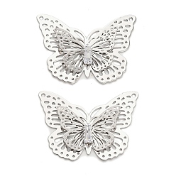 Платина Латунные микропаве прозрачные подвески с фианитом, бабочка, без кадмия, без никеля и без свинца, платина, 27x37.5x3.5 мм, отверстие : 1.2 мм