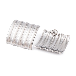 Stainless Steel Color Non-Tarnish 304 Stainless Steel Stud Earrings for Women, Rectangle, Stainless Steel Color, 24x25mm