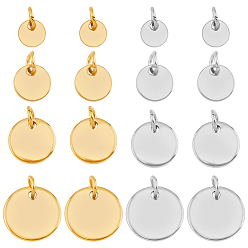 Золотой & Цвет Нержавеющей Стали 48шт 8 стили 304 подвески из нержавеющей стали, с прыжковых колец, штамповка заготовок тегов, плоско-круглые, золотые и нержавеющая сталь цвет, 6~12x0.7~1 мм, отверстие : 3.5 мм, 6 шт / стиль