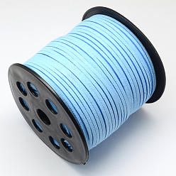 Light Sky Blue Eco-Friendly Faux Suede Cord, Faux Suede Lace, Light Sky Blue, 3.0x1.4mm, about 98.42 yards(90m)/roll