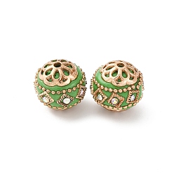 Желто-Зеленый Бусины из смолы ручной работы индонезийские, со сплавочной фурнитурой со стразами, круглые, без покрытия, желто-зеленый, 16.5x16 мм, отверстие : 1.8 мм