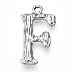 Letter F 304 подвески из нержавеющей стали, письмо амулеты, Буква F, 22x12x3 мм, отверстие : 1.6 мм