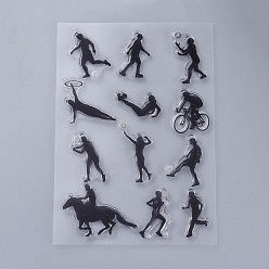 Sports Silicone Stamps, for DIY Scrapbooking, Photo Album Decorative, Cards Making, Stamp Sheets, Sports Themed Pattern, 160x110x3mm