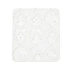 Christmas Bell Силиконовые формы для подвесок рождественской серии, изготовление ювелирных изделий из эпоксидной смолы, белые, Рождественский колокольчик, 112x100x4 мм, отверстие : 2.4 мм, внутренний диаметр: 33.5~34.5x25.5~29 мм