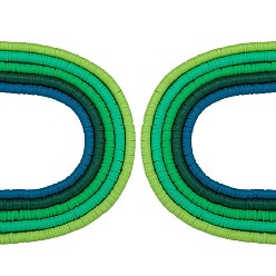 Зеленый 10 нити 5 цвета плоские круглые бусины из полимерной глины ручной работы, диск хейши бусины для гавайских серег браслет ожерелья ювелирных изделий, зелёные, 6x1 мм, отверстие : 2 мм, около 380~400 шт / нитка, 17.70'' (44.95 см), 2 пряди / цвет