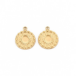 Настоящее золото 14K Ионное покрытие (ip) 304 настройки эмали подвески из нержавеющей стали, плоско-круглые, реальный 14 k позолоченный, 14x11.5x1.5 мм, отверстие : 1.6 мм