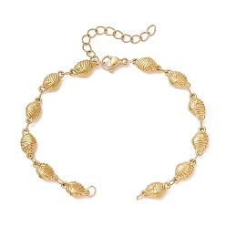 Золотой 304 Изготовление браслета из звеньев в форме ракушки из нержавеющей стали, золотые, 6.14 дюйм (15.6 см)