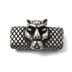 Leopard 304 из нержавеющей стали слайд прелести, для изготовления кожаных браслетов, прямоугольные, античное серебро, леопард, 38~38.5x21~21.5x17 мм, отверстие : 13x6.5 мм