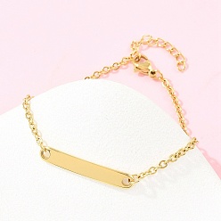 Золотой 304 из нержавеющей стали ссылка браслеты, с 201 стальными бусинами, ионное покрытие (ip), золотые, 6.93 дюйм (17.6 см)