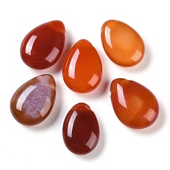 Tomato Natural Agate Beads, Dyed & Heated, Teardrop, Top Drilled, Tomato, 21~24x15~17.5x7~8mm, Hole: 1mm