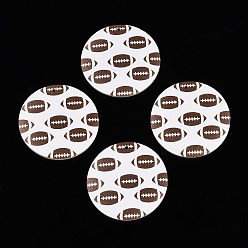 Rugby Печать подвесок из дерева, шармы серии шармов, регби, 39~40x5 мм, отверстие : 1.8 мм