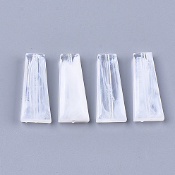 Прозрачный Акриловые бусины, имитация драгоценных камней, трапециевидные, прозрачный и белый, 40x16x6 мм, Отверстие : 1.8 мм , около 150 шт / 500 г
