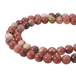 Plum Blossom Jasper Natural Plum Blossom Jasper Bead Strands, Round, 8mm, Hole: 1mm, about 50pcs/strand, 15.7 inch, 1strand/set