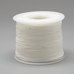 White Polyester Cords, White, 0.5~0.6mm, about 131.23~142.16 yards(120~130m)/roll