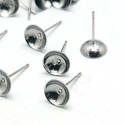 Stainless Steel Color Tarnish Resistant 304 Stainless Steel Stud Earring Findings, Stainless Steel Color, 8x2.5mm, Pin: 0.7mm