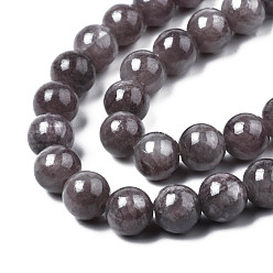 Gray Natural Dyed Yellow Jade Gemstone Bead Strands, Round, Gray, 8mm, Hole: 1mm, about 50pcs/strand, 15.7 inch