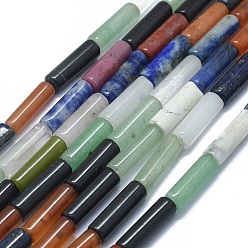 Смешанные камни Природные смешанные камень бисер пряди, колонка, 11~15x3.5~4.5 мм, отверстие : 1~1.2 мм, около 28~30 шт / нитка, 15.1~15.9 дюйм (38.5~40.5 см)