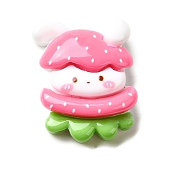 Кролик Темно-розовый милый кабошон из непрозрачной смолы, кролик, 25x19.5x8.5 мм