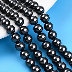Черный Выпечка из окрашенного перламутрового стекла жемчужные бусинки, круглые, чёрные, 8 мм, отверстие : 0.8 мм, около 51~52 шт / нитка, 15.75~15.94 дюйм (40~40.5 см)