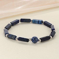 Ляпис-Лазурь Браслеты из натурального лазурита с бусинами для мужчин и женщин, кубоид, 7-1/2 дюйм (19 см)
