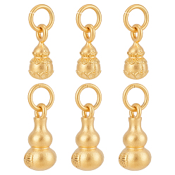 Золотой 6шт. 2 стили латунных подвесок в виде тыквы, с кольца прыжок железа, золотые, 10~12x4.5~6x5~5.5 мм, отверстие : 3.3 мм, 3 шт / стиль