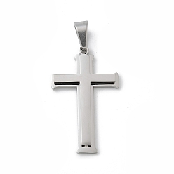 Нержавеющая Сталь Цвет 304 подвески из нержавеющей стали, крест очарование, цвет нержавеющей стали, 38x23x4 мм, отверстие : 7.5x5 мм